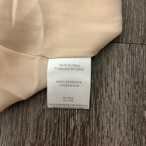 Theory 100% Silk Sleeveless Tie Back Midi Dress High Low Hem Nude Beige Elegant - Picture 11 of 16